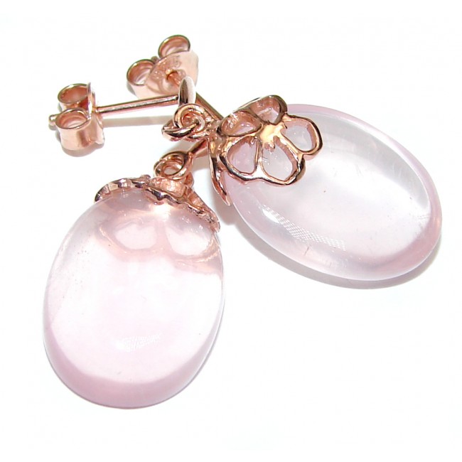 Authentic Juicy Rose Quartz 18K Gold over .925 Sterling Silver handmade earrings