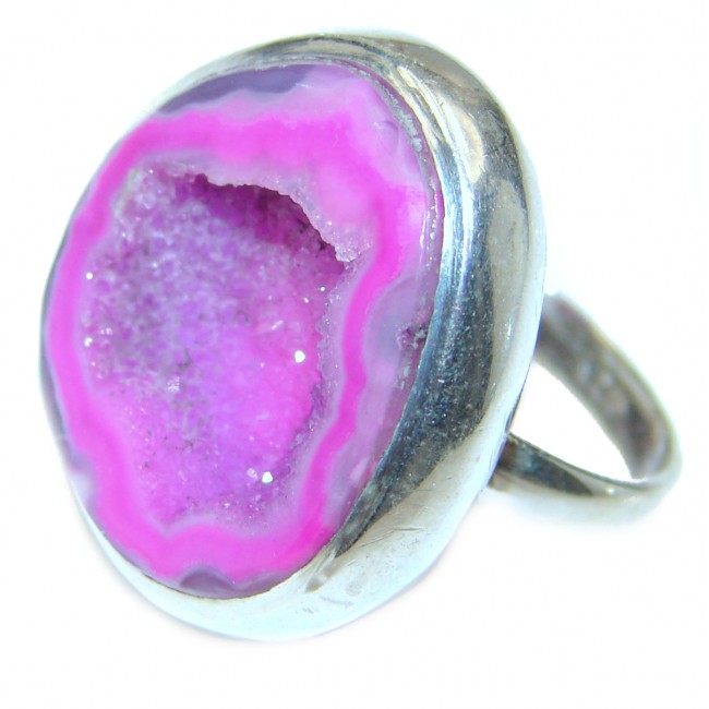 Huge Exotic Druzy Agate Sterling Silver Ring s. 6