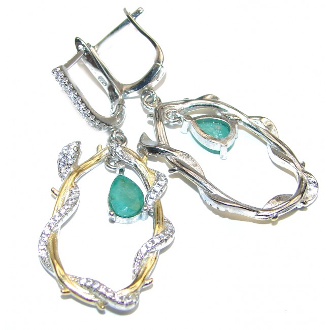 Valentina Authentic Emerald 14K Gold over .925 Sterling Silver handmade earrings