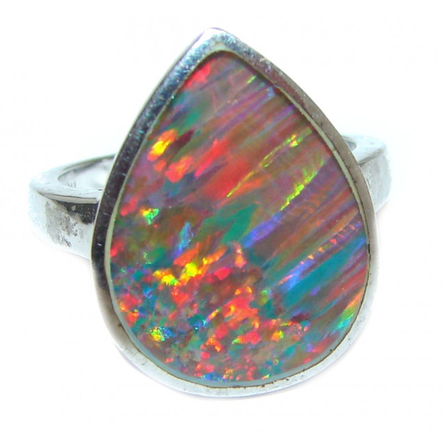 Australian Triplet Opal .925 Sterling Silver handcrafted ring size 6 3/4