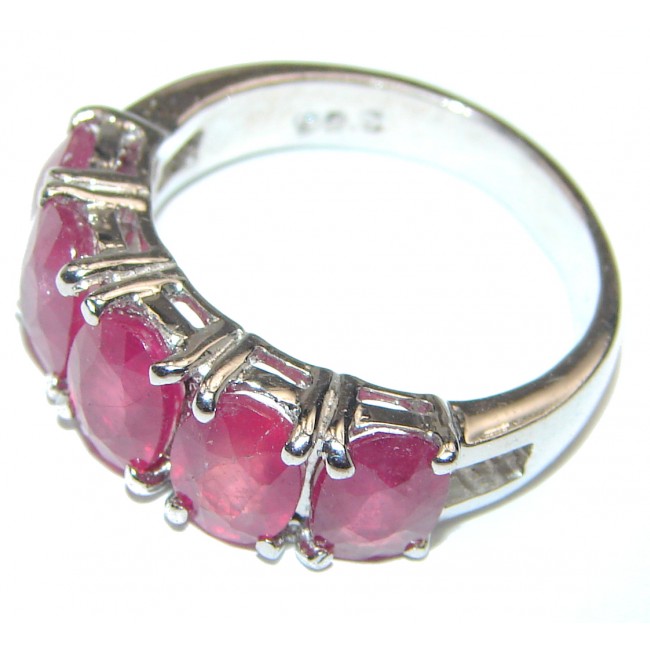 Genuine Ruby .925 Sterling Silver handcrafted Statement Ring size 7