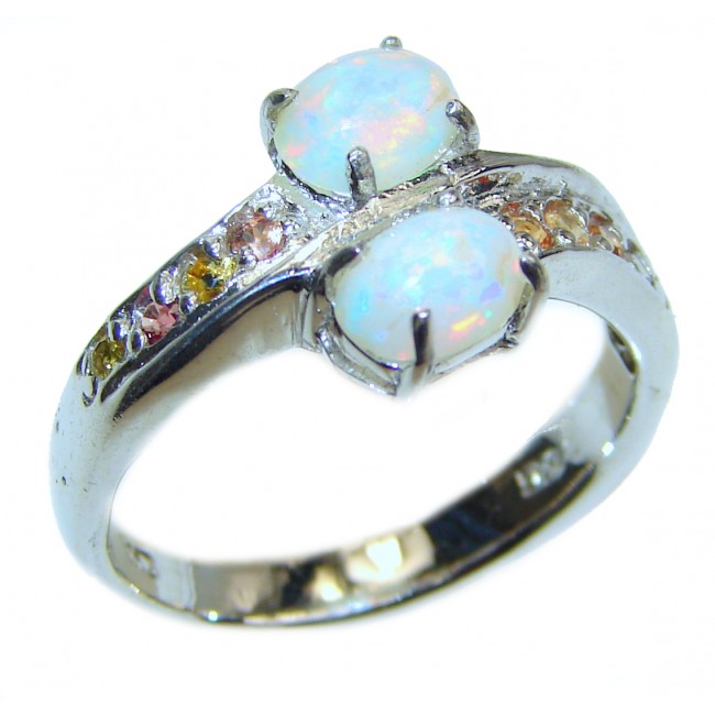 Fancy Ethiopian Opal .925 Sterling Silver handcrafted ring size 9 3/4