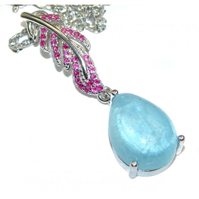 True Art genuine Aquamarine .925 Sterling Silver handcrafted necklace