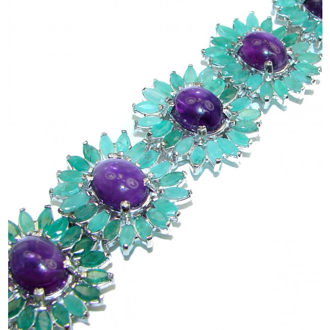 Royal esign best quality Authentic Amethyst Emerald .925 Sterling Silver handcrafted Bracelet