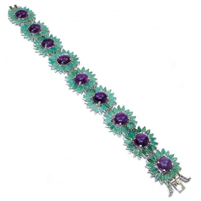 Royal esign best quality Authentic Amethyst Emerald .925 Sterling Silver handcrafted Bracelet