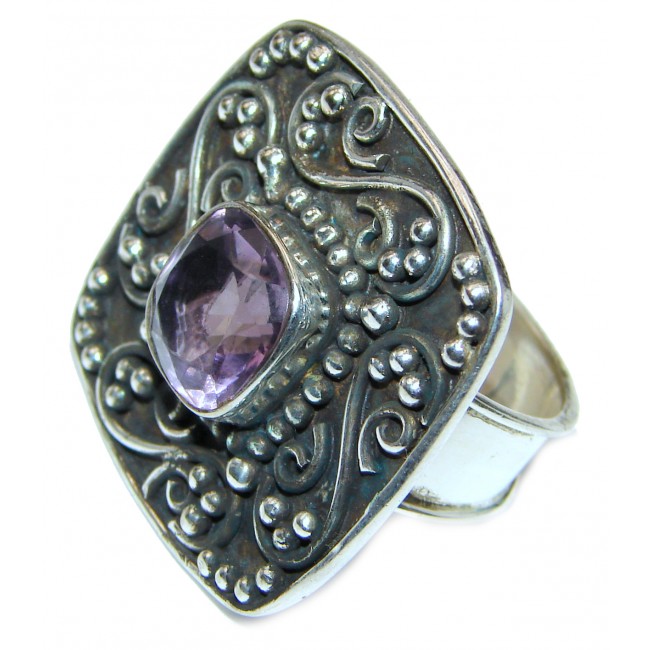 Spectacular Natural Amethyst .925 Sterling Silver handcrafted ring size 8 1/2