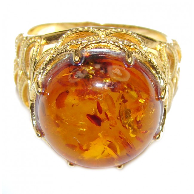 Excellent Vintage Design Baltic Amber .925 Sterling Silver handcrafted Ring s. 8