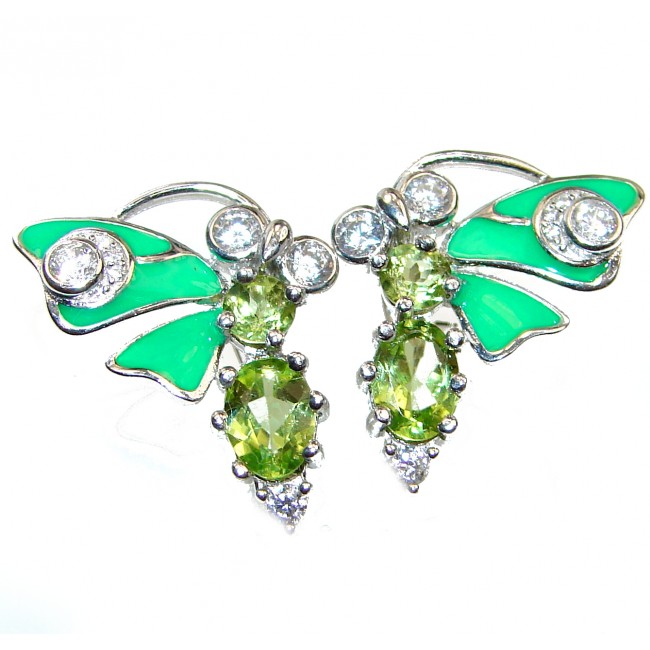 Perfect Enamel Butterflies .925 Sterling Silver handmade earrings