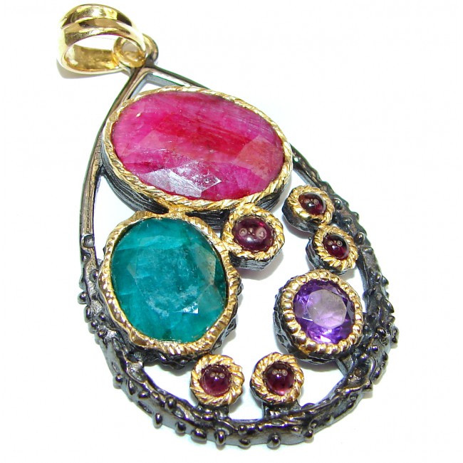 Protective Power genuine Ruby .925 Sterling Silver handmade Pendant