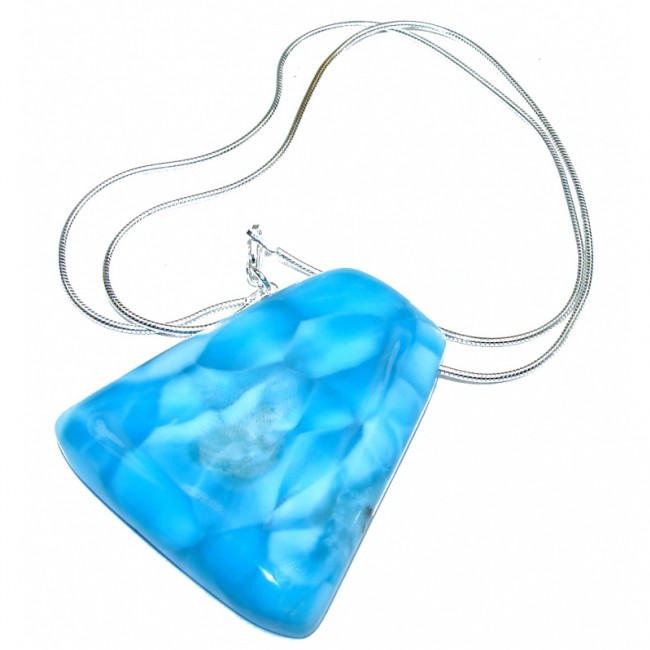 Great Masterpiece 47.9 grams genuine AAAAA QUALITY Larimar .925 Sterling Silver handmade necklace