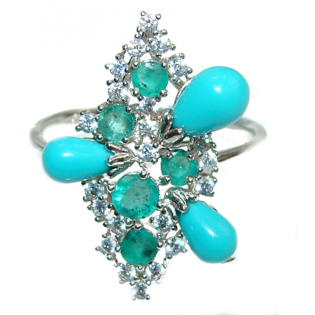 Posh Sleeping Beauty Turquoise .925 Sterling Silver handcrafted ring size 9