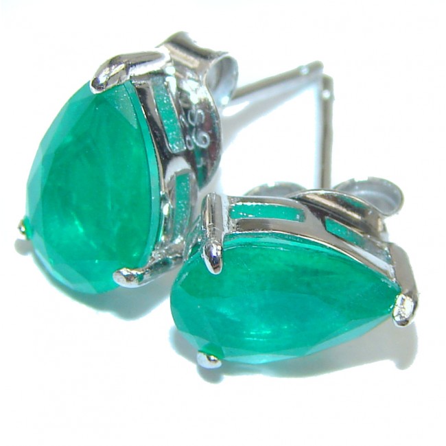 Fancy Style Colombian Emerald .925 Sterling Silver earrings