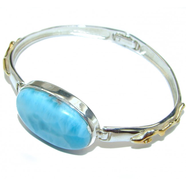best quality Caribbean Blue Larimar 14k gold over .925 Sterling Silver handcrafted Bracelet