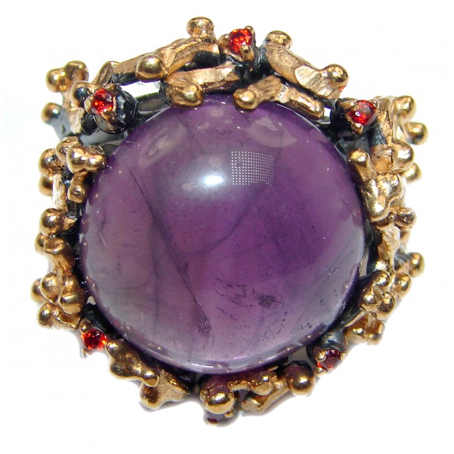 Large Victorian Style genuine Amethyst .925 Sterling Silver handcrafted Ring size 7