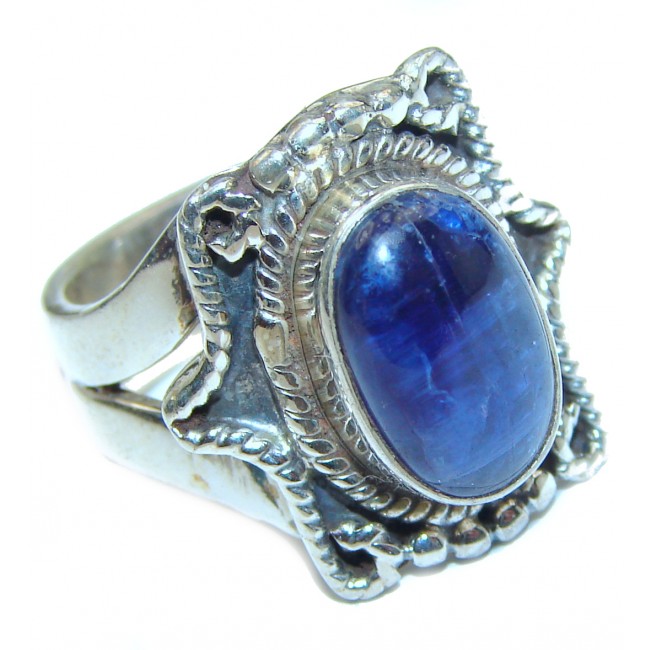 Huge Natural African Kyanite .925 Sterling Silver handcrafted ring size 7