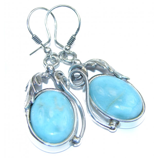 Precious vintage style Blue Larimar .925 Sterling Silver handmade earrings