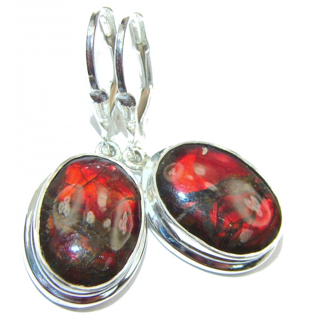 Incredible Canadian Fire Ammolite .925 Sterling Silver handmade earrings