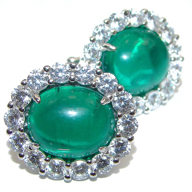Spectacular Colombian Emerald .925 Sterling Silver handmade earrings