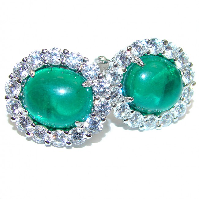 Spectacular Colombian Emerald .925 Sterling Silver handmade earrings