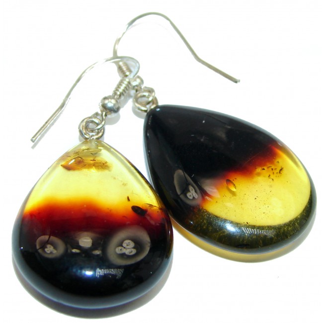 LARGE Authentic Baltic Amber .925 Sterling Silver handmade Earrings