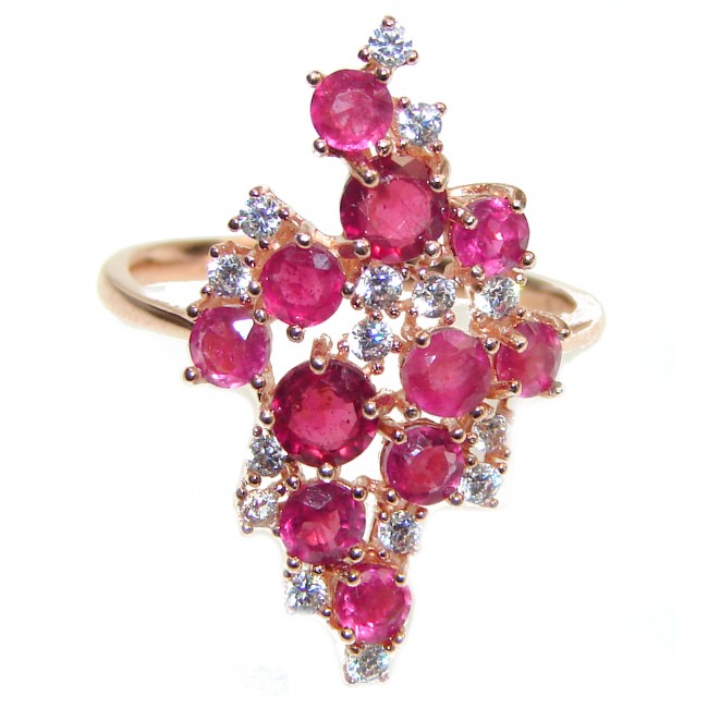 Genuine Kashmir Ruby gold over .925 Sterling Silver handcrafted Statement Ring size 7