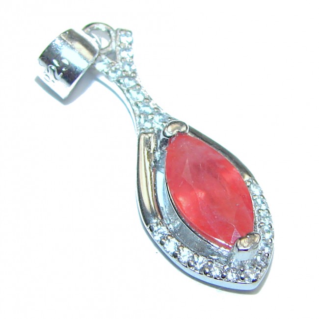 Perfection Natural Padparadscha Sapphire .925 Sterling Silver handmade Pendant