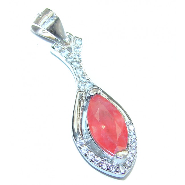 Perfection Natural Padparadscha Sapphire .925 Sterling Silver handmade Pendant