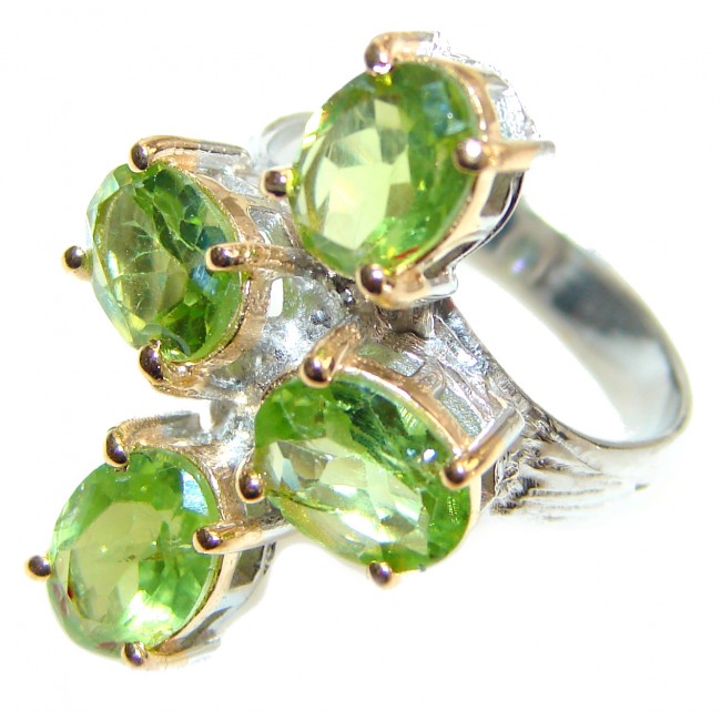 Spectacular Natural Peridot .925 Sterling Silver handcrafted ring size 6 3/4