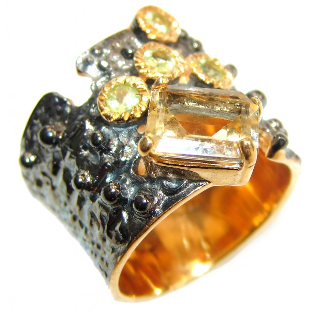 Vintage Style Natural Citrine .925 Sterling Silver handcrafted Ring s. 6 3/4