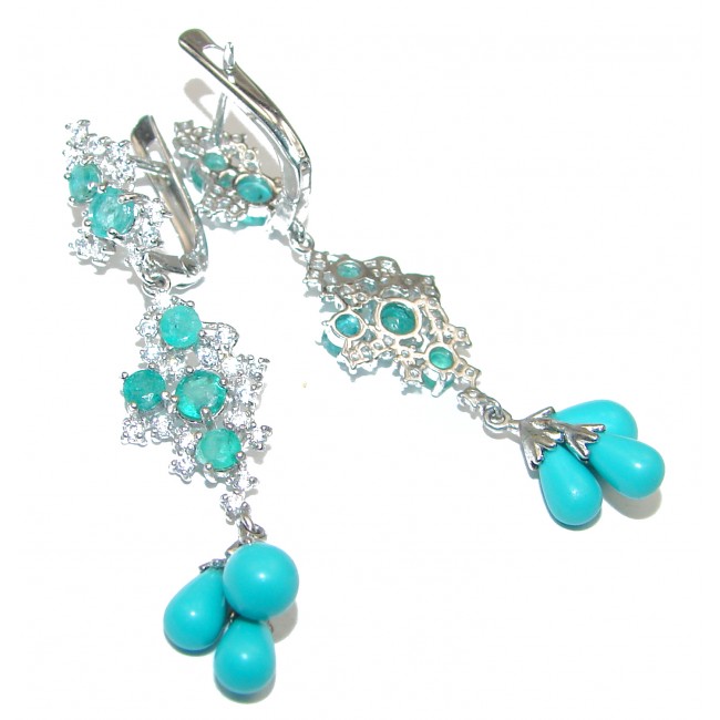 Posh Sleeping Beauty Turquoise .925 Sterling Silver handmade earrings