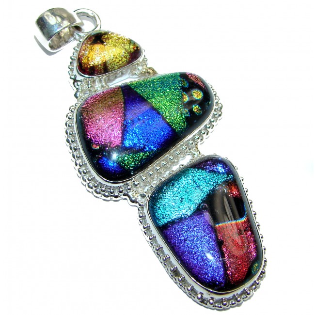 Perfect Mexican Dichroic Glass .925 Sterling Silver handcrafted pendant