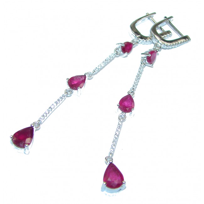 Bella Authentic Ruby .925 Sterling Silver handmade LONG earrings