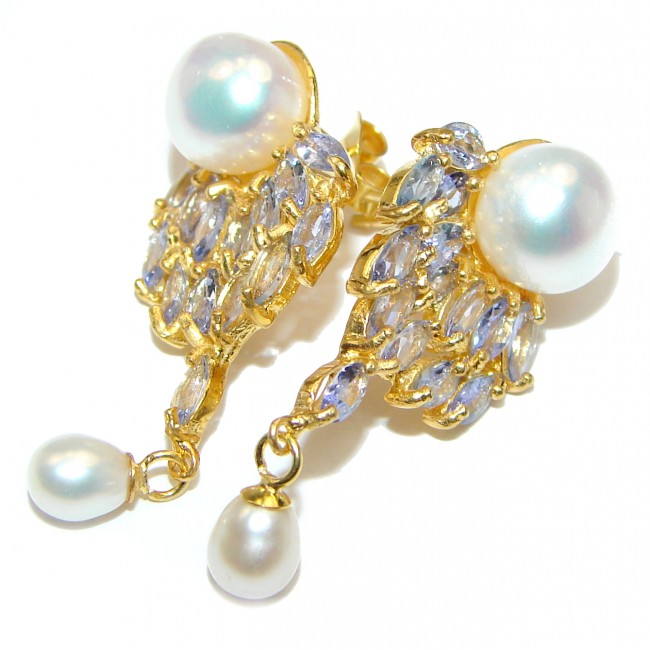 Venus Pearl Tanzanite .925 Sterling Silver handmade Earrings