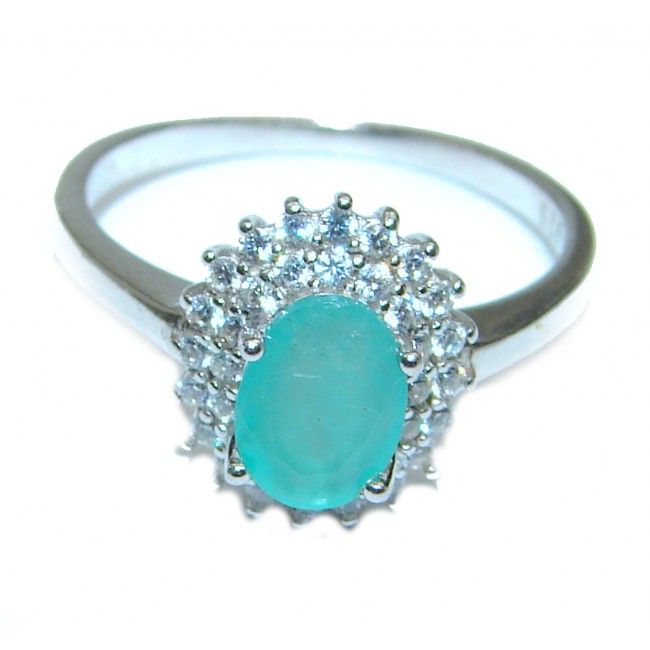 Genuine Colombian Emerald .925 Sterling Silver handcrafted ring size 6 1/4