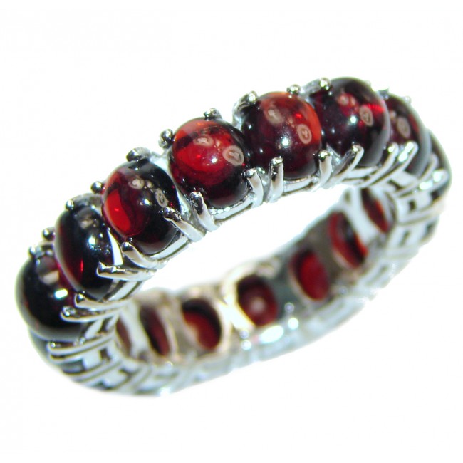 Dazzling Authentic Garnet .925 Sterling Silver handmade Cocktail Ring s. 8 1/2