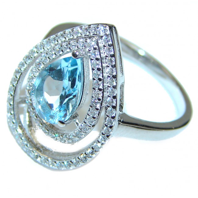 Sublime Genuine Swiss Blue Topaz .925 Sterling Silver handcrafted Ring size 7 1/4