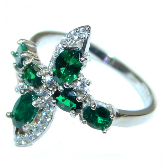 Chunky Authentic Chrome Diopside .925 Sterling Silver handmade Ring s. 6 3/4