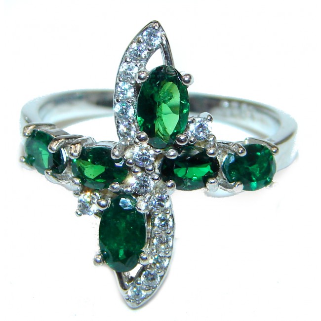 Chunky Authentic Chrome Diopside .925 Sterling Silver handmade Ring s. 6 3/4