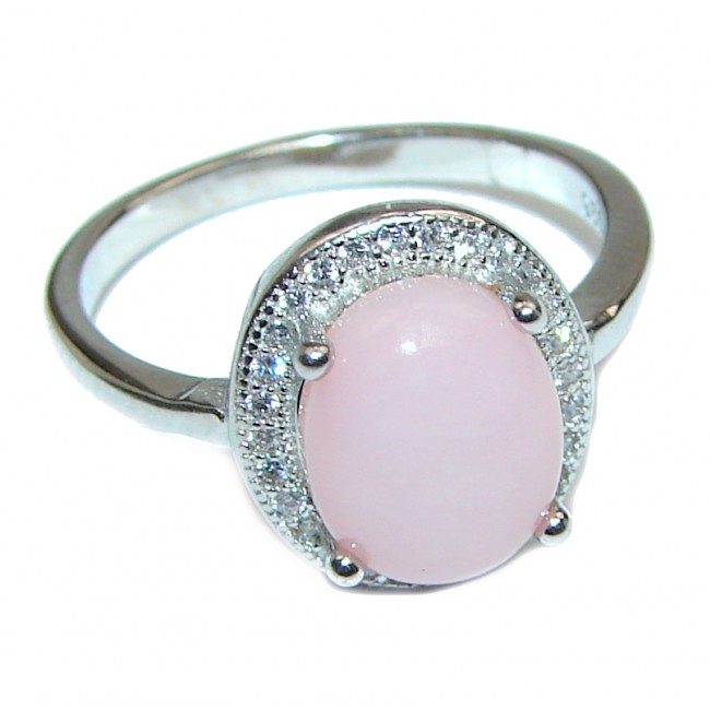 Vintage Design Pink Opal .925 Sterling Silver handcrafted ring size 7