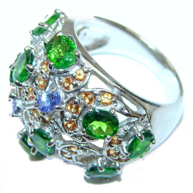 Genuine Chrome Diopside Tanzanite .925 Sterling Silver handcrafted ring size 8