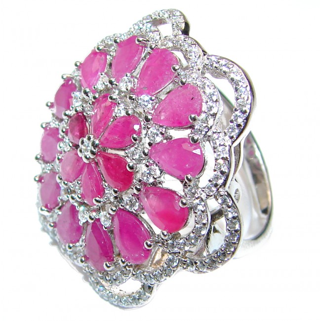 Huge Genuine Kashmir Ruby .925 Sterling Silver handcrafted Statement Ring size 8 3/4