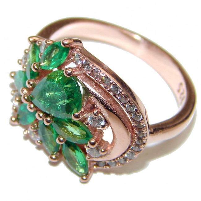 Genuine Chrome Diopside rose Gold over .925 Sterling Silver handcrafted ring size 7