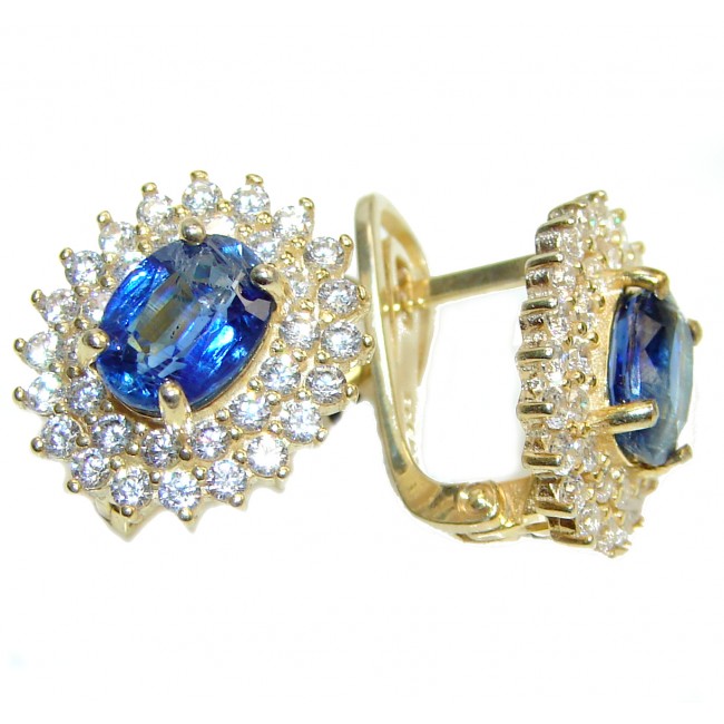 Fancy Sapphire 14K Gold over .925 Sterling Silver handmade earrings