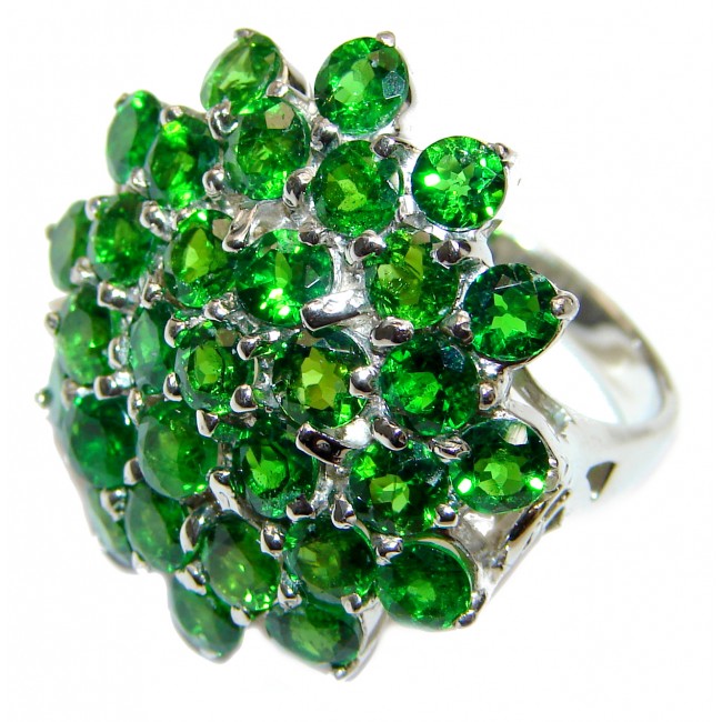 Spectacular Genuine Chrome Diopside .925 Sterling Silver handcrafted ring size 9