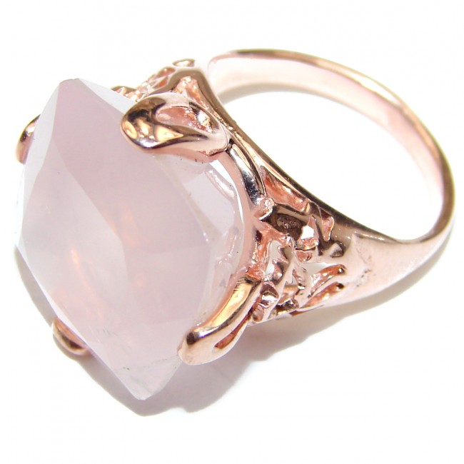 Princess Cut 15ctw Rose Quartz Rose Gold over .925 Sterling Silver brilliantly handcrafted ring s. 6