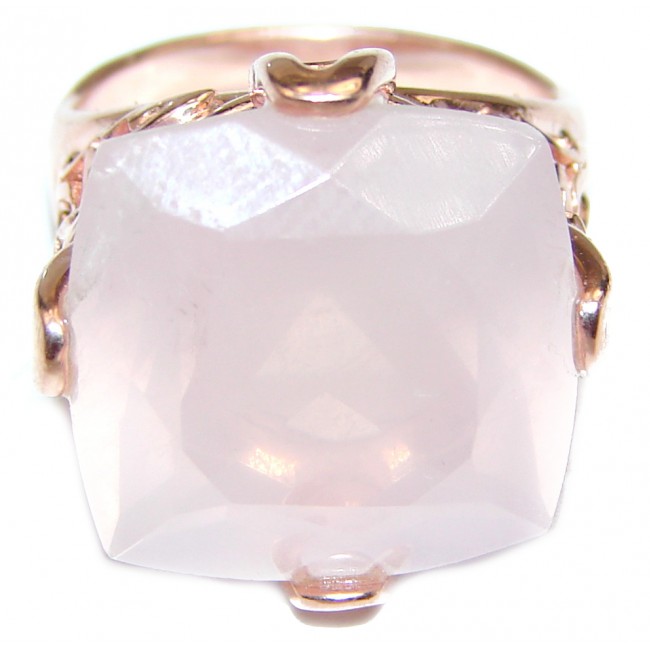 Princess Cut 15ctw Rose Quartz Rose Gold over .925 Sterling Silver brilliantly handcrafted ring s. 6