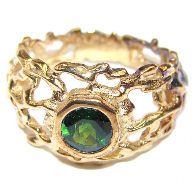 Natural Chrome Diopside 24K Rose Gold over .925 Sterling Silver Statement ring size 7 1/4