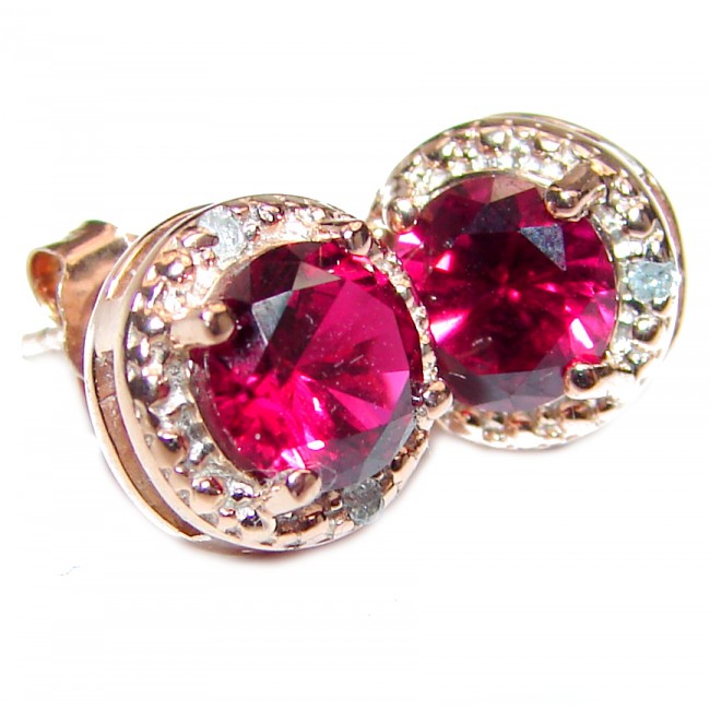 9mm 1.1ctw Ruby Round Stud Earrings 14Kt Yellow Gold
