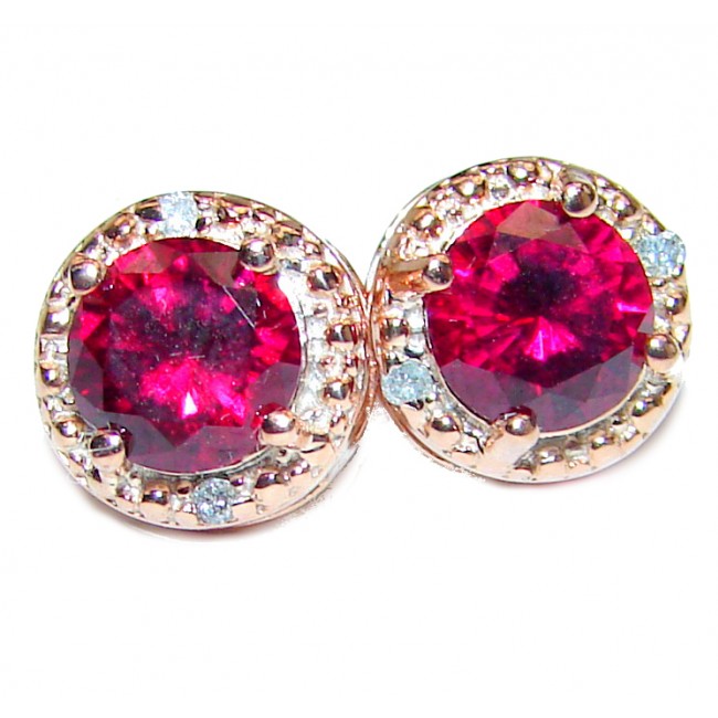 9mm 1.1ctw Ruby Round Stud Earrings 14Kt Yellow Gold