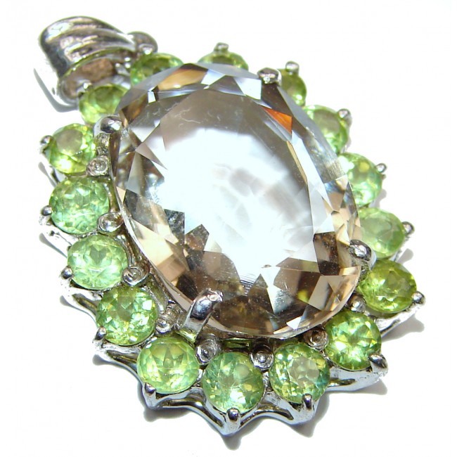 Antique Style Champagne Topaz .925 Sterling Silver handcradfted Pendant
